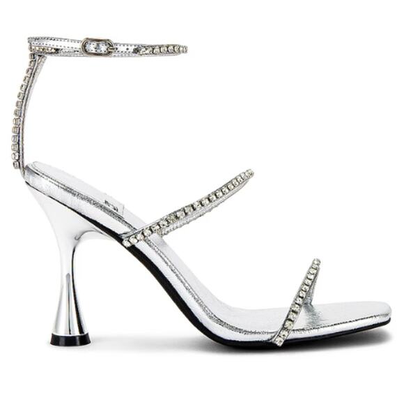 Jeffrey Campbell Demonica Sandal in Silver EUC Size 7.5 - Picture 2 of 7